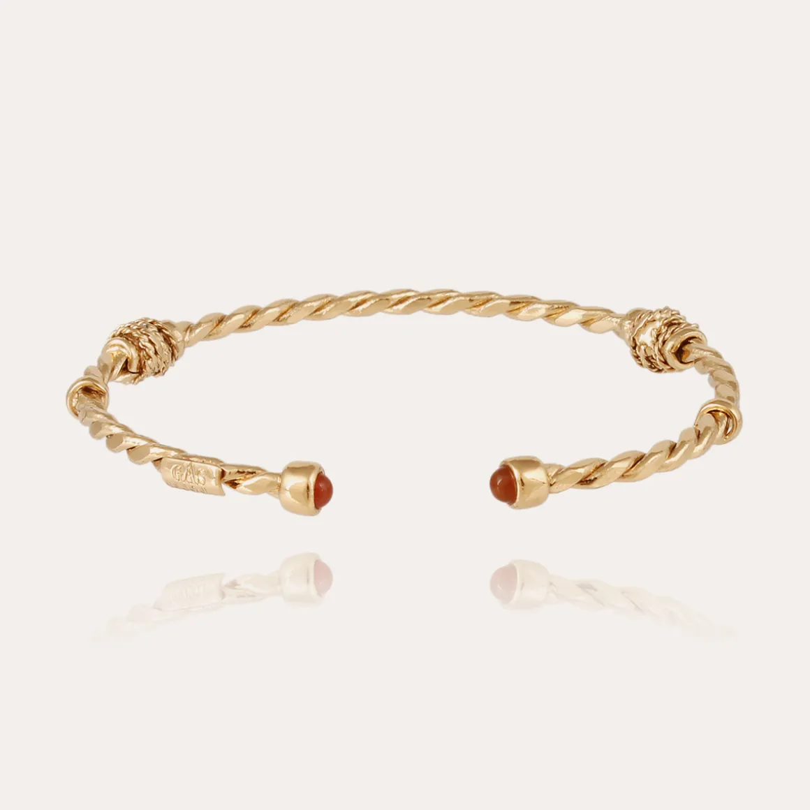 Bracelet Jonc Torsade cabochons petit modèle doré
