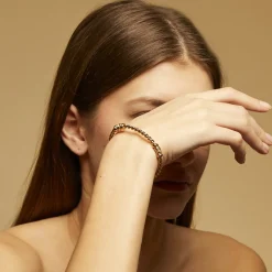 Bracelet Jonc Torsade grand modèle doré