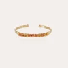 Bracelet Lyre jonc grand modèle doré - Cornaline