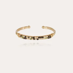 Bracelet Lyre jonc grand modèle doré - Pierres fines