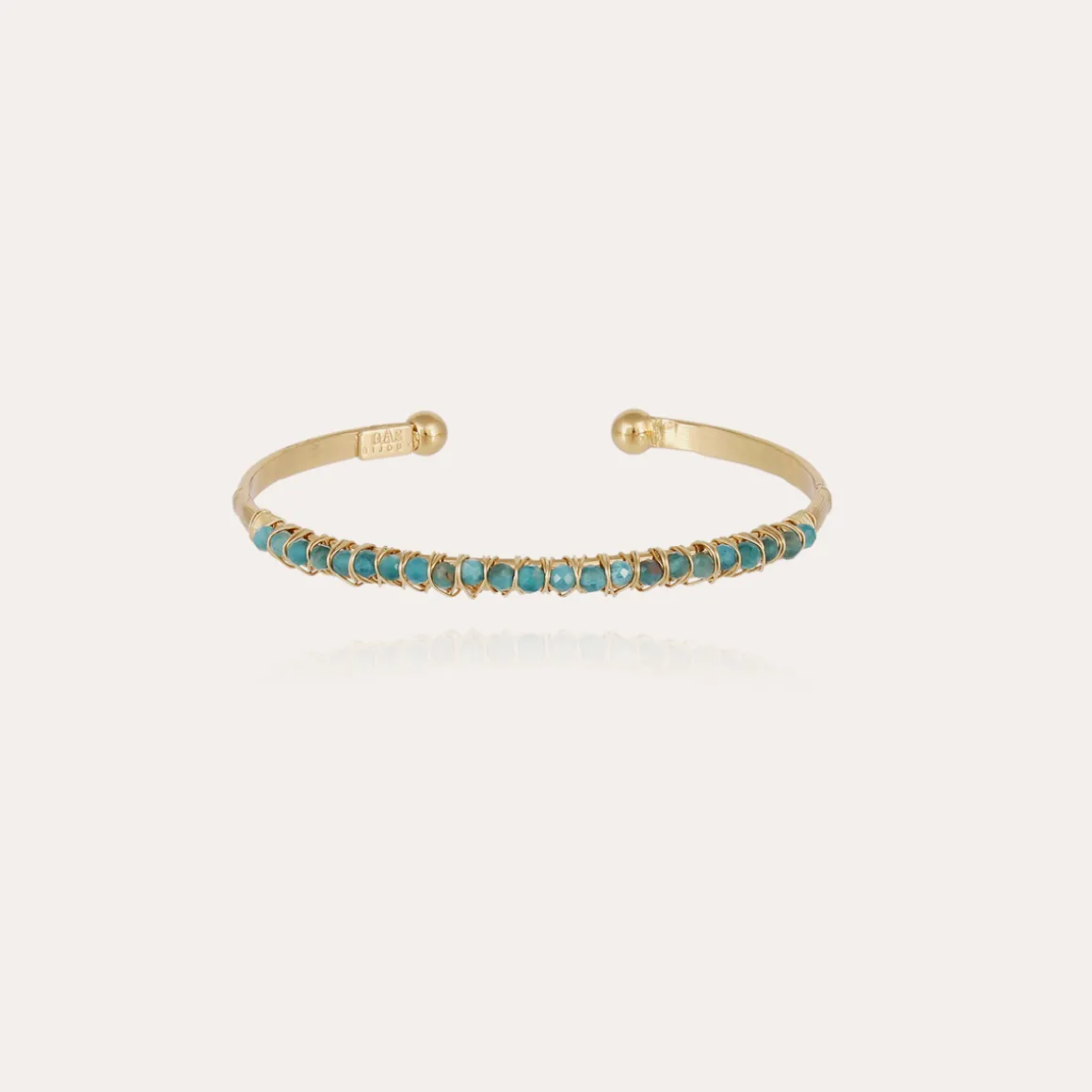 Bracelet Lyre jonc petit modèle doré - Apatite bleue