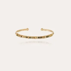 Bracelet Lyre jonc petit modèle doré - Pierres fines