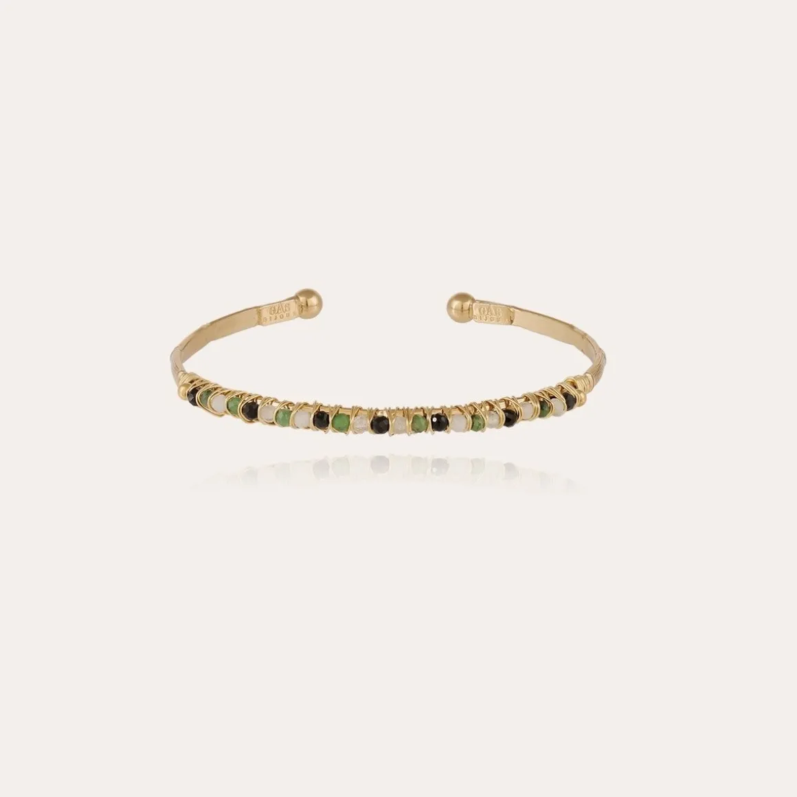 Bracelet Lyre jonc petit modèle doré - Pierres fines