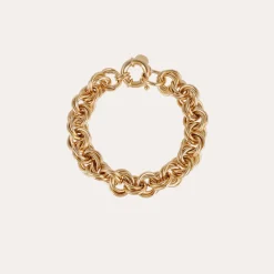 Bracelet Maille rond entrecroisé grand modèle doré
