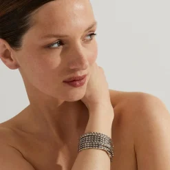 Bracelet manchette Liane petit modèle argenté