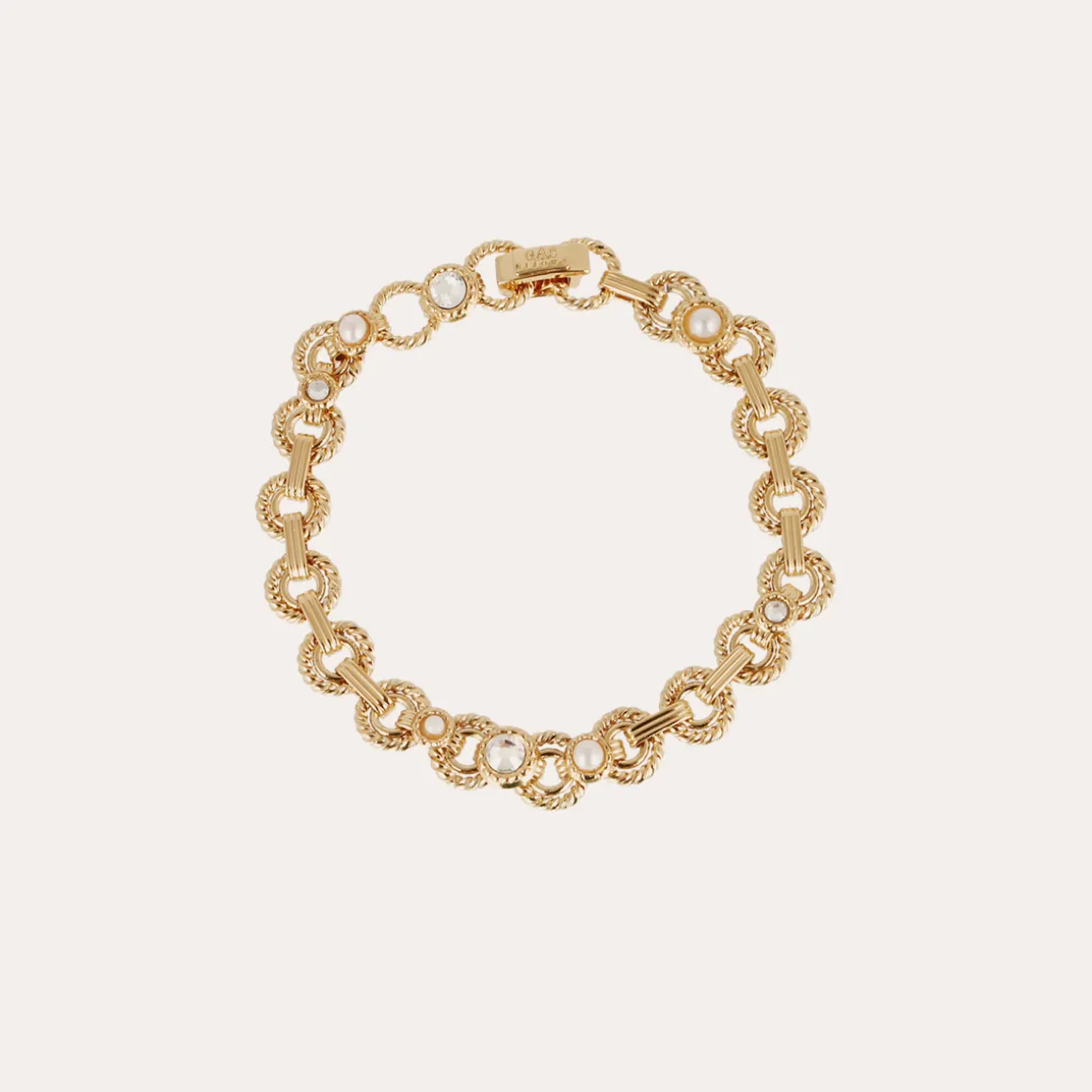 Bracelet Mistral doré - Nacre blanche & strass