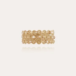 Bracelet Mistral triple doré - Nacre blanche & strass