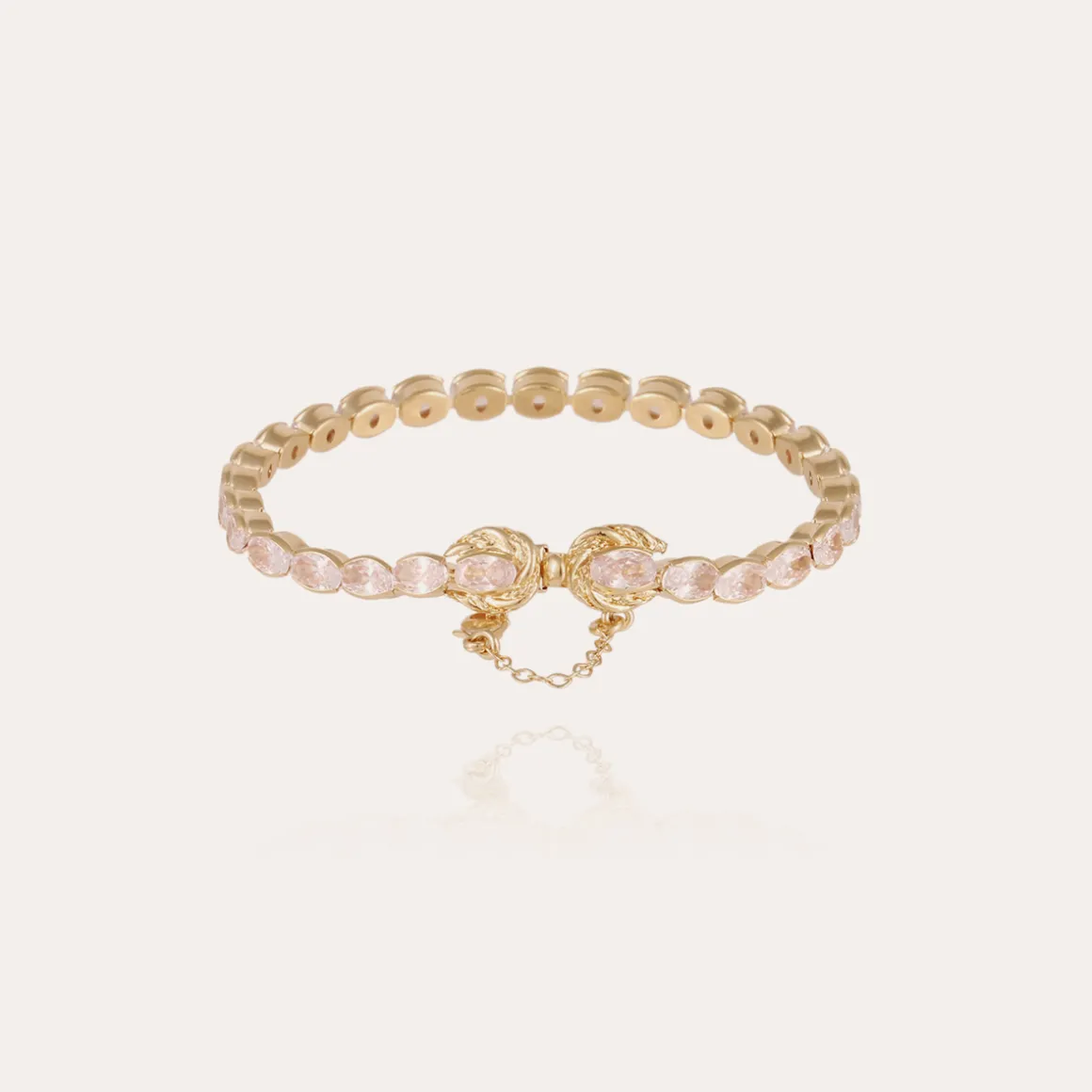 Bracelet Riviera Fleur grand modèle doré - Zircone