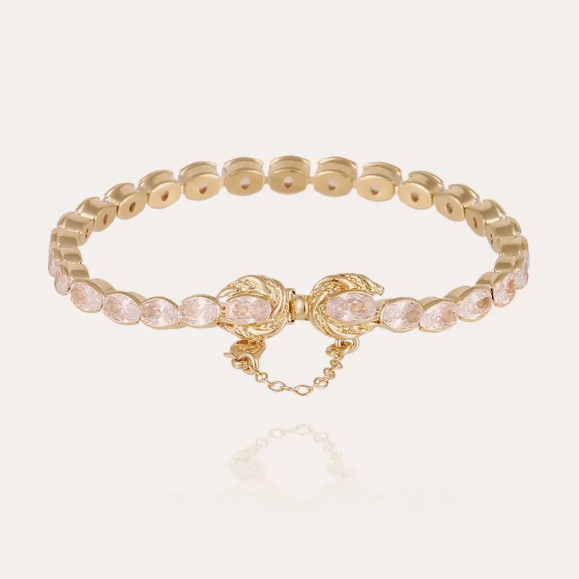 Bracelet Riviera Fleur grand modèle doré - Zircone