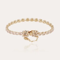 Bracelet Riviera Fleur petit modèle doré - Zircone