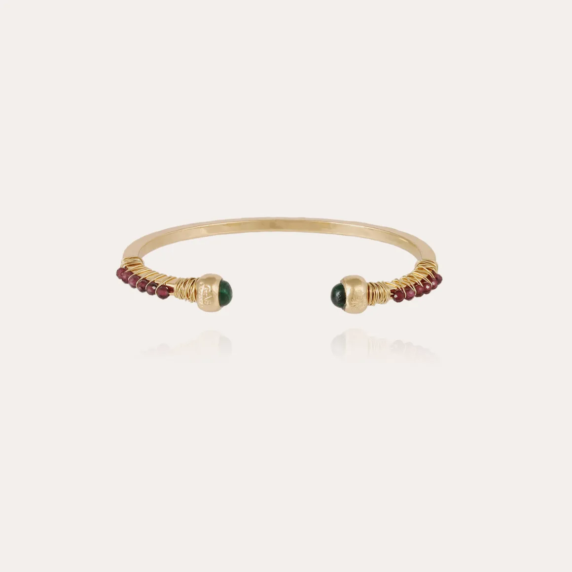 Bracelet Sari Bis doré - Malachite