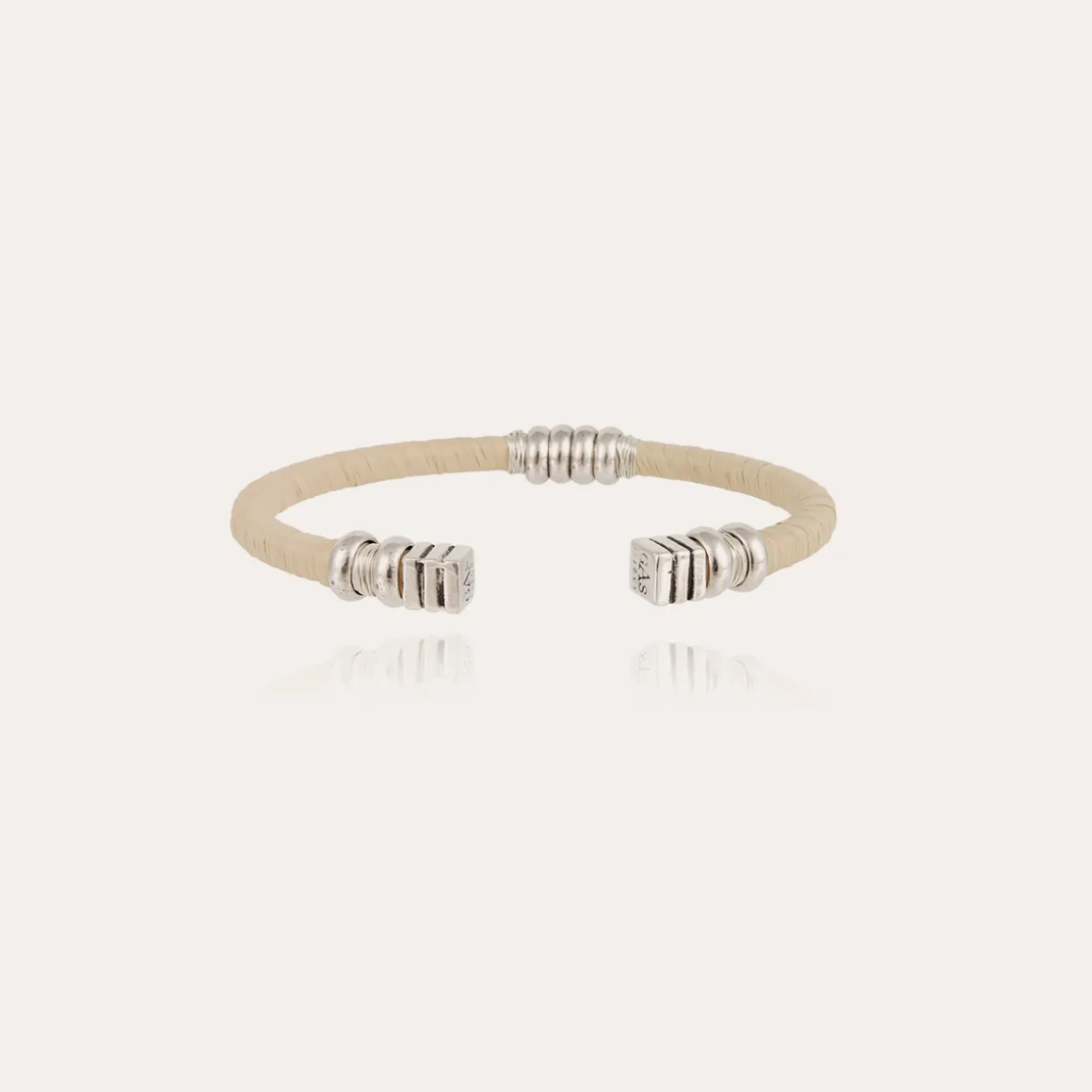 Bracelet Sari emballé grand modèle argenté