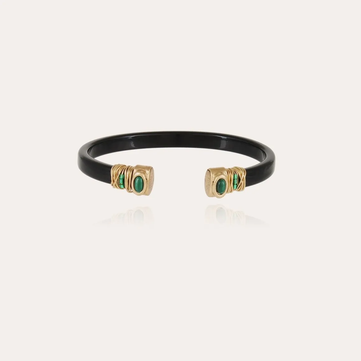 Bracelet Sarina Bis acétate dorées - Noir - Malachite