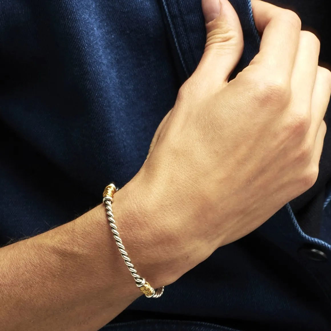 Bracelet Torsade grand modèle bicolore