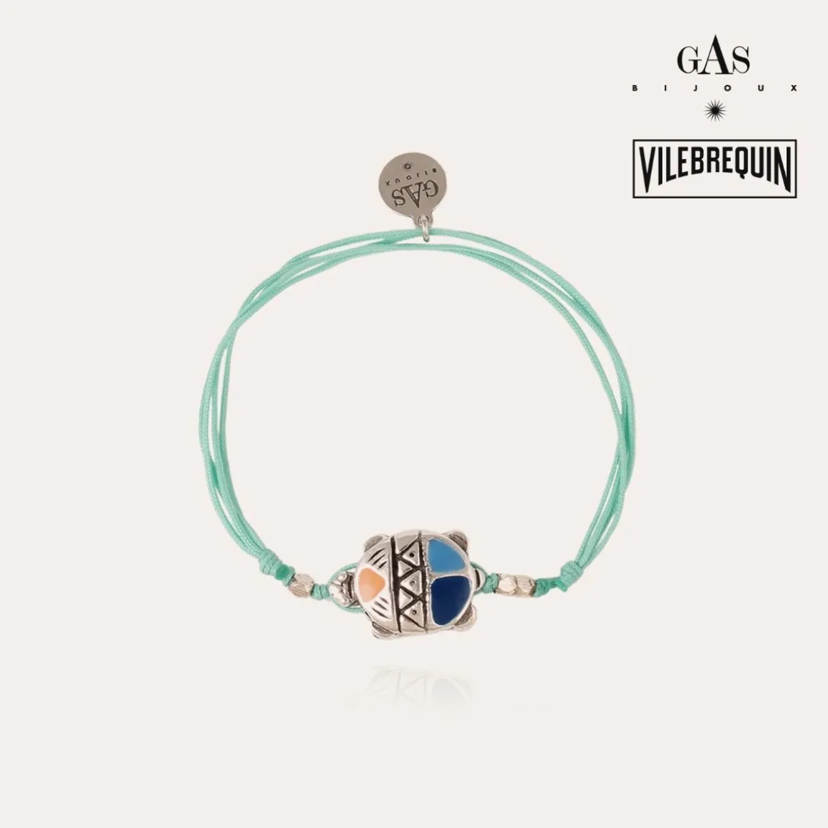 Bracelet Tortue émail Vilebrequin grand modèle argenté