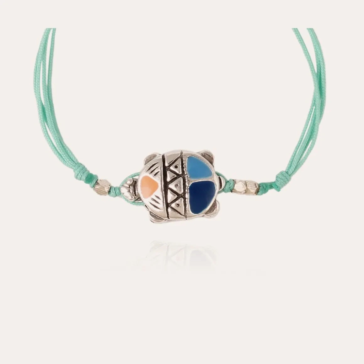 Bracelet Tortue émail Vilebrequin grand modèle argenté
