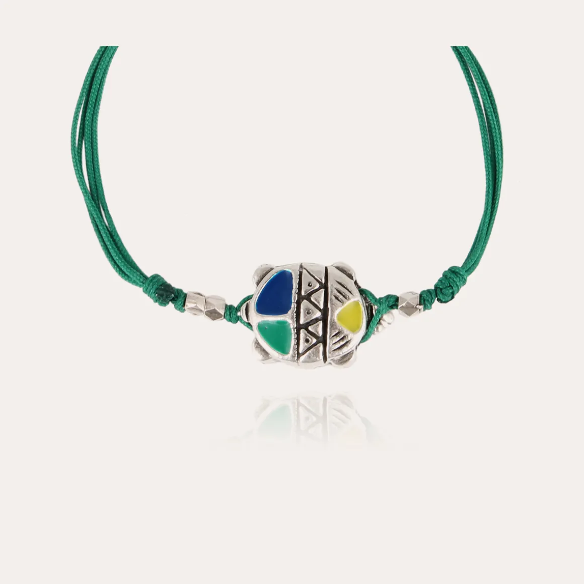 Bracelet Tortue émail Vilebrequin grand modèle argenté