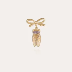 Broche Cigale Bis émail dorée