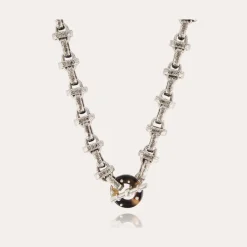 Collier Adrian acétate argenté - Écaille