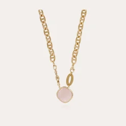 Collier Billy doré - Quartz rose