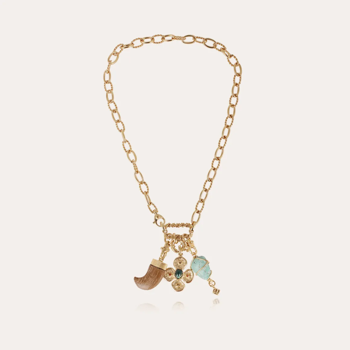 Collier Constantine 3 charms doré