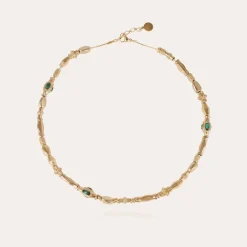 Collier Kali cabochons doré - Malachite
