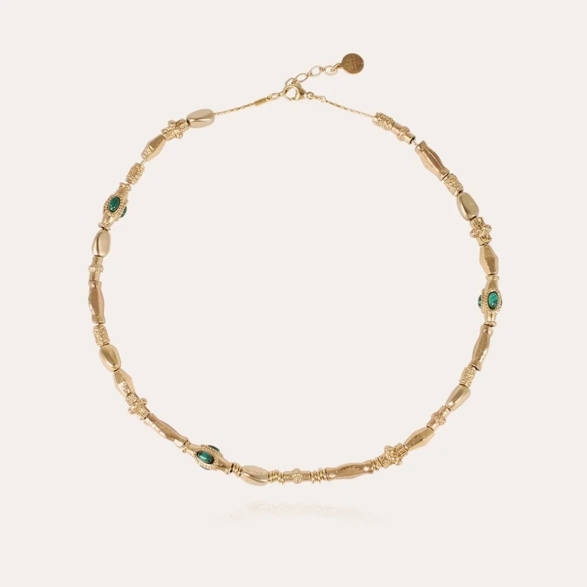 Collier Kali cabochons doré - Malachite