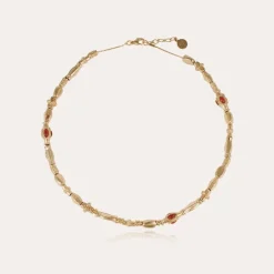 Collier Kali cabochons doré - Cornaline