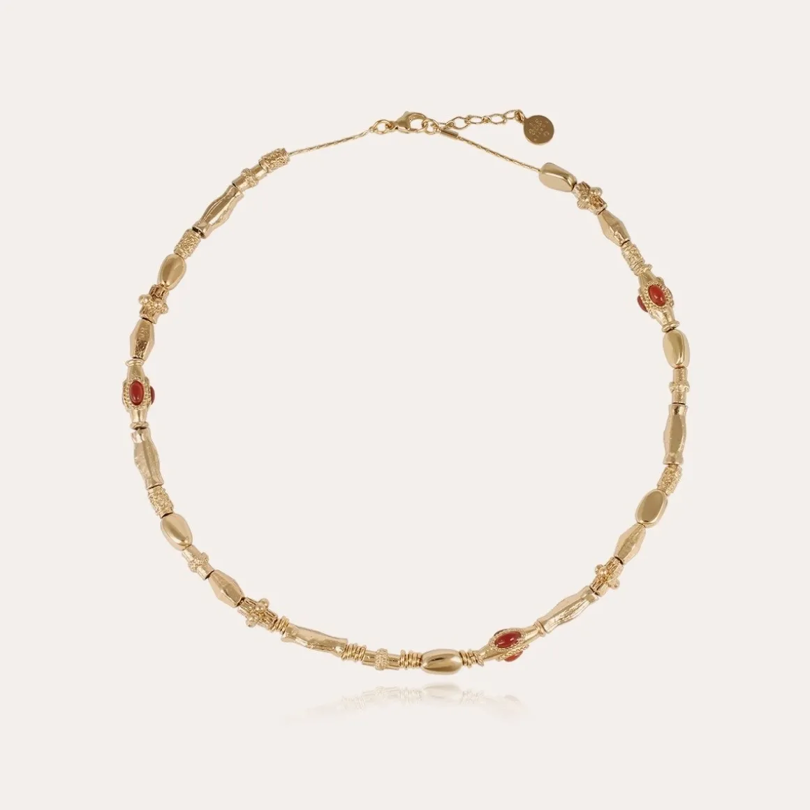 Collier Kali cabochons doré - Cornaline