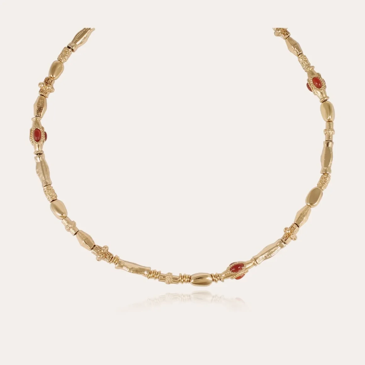 Collier Kali cabochons doré - Cornaline