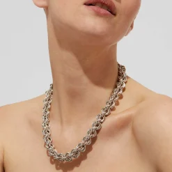 Collier Maille rond entrecroisé argenté