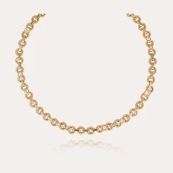 Collier Mistral doré - Nacre blanche & strass