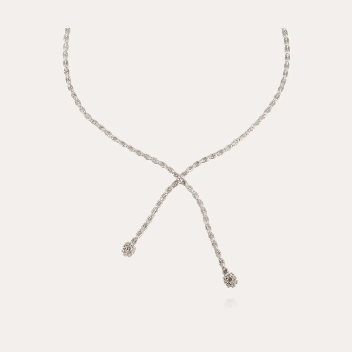 Collier Riviera asymétrique finition rhodium - Zircone