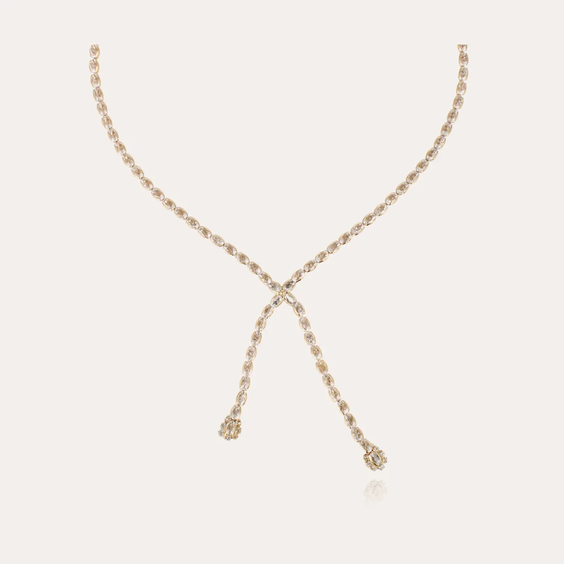 Collier Riviera asymétrique doré - Zircone