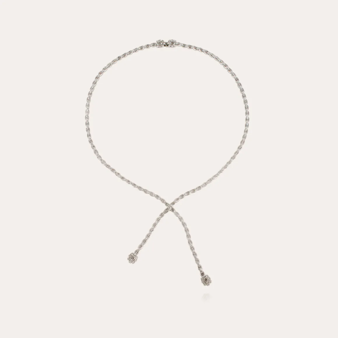 Collier Riviera asymétrique finition rhodium - Zircone