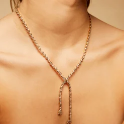 Collier Riviera asymétrique doré - Zircone