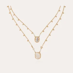 Collier Scapulaire Ovo doré - Nacre blanche