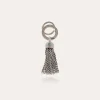 Porte-clés Pompon cabochon argenté