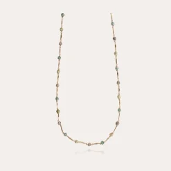 Sautoir Perla Serti doré - Aventurine & Agate grise