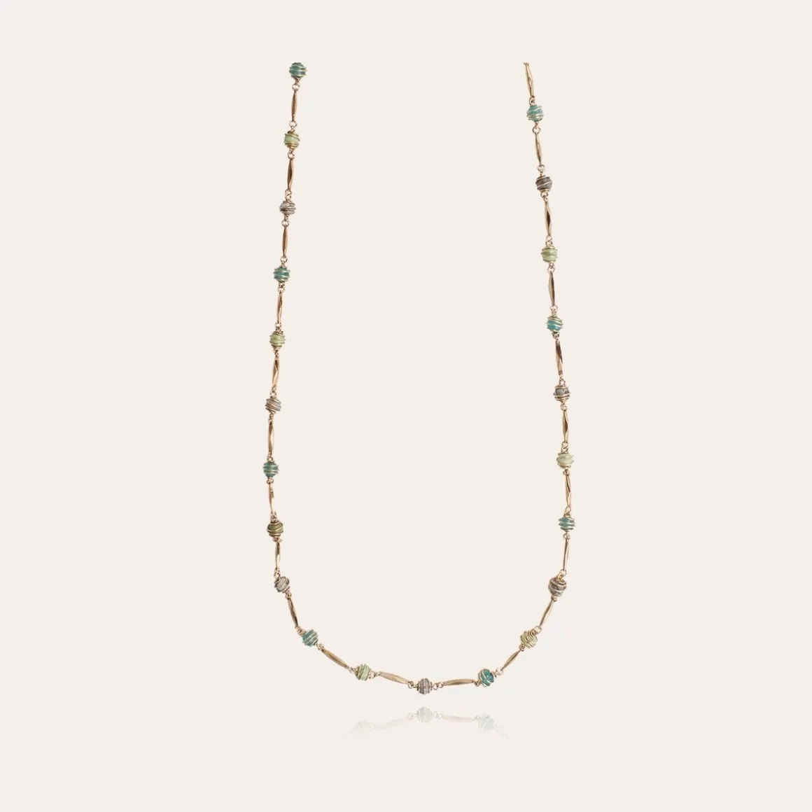 Sautoir Perla Serti doré - Aventurine & Agate grise