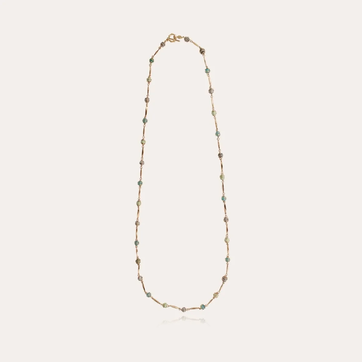 Sautoir Perla Serti doré - Aventurine & Agate grise